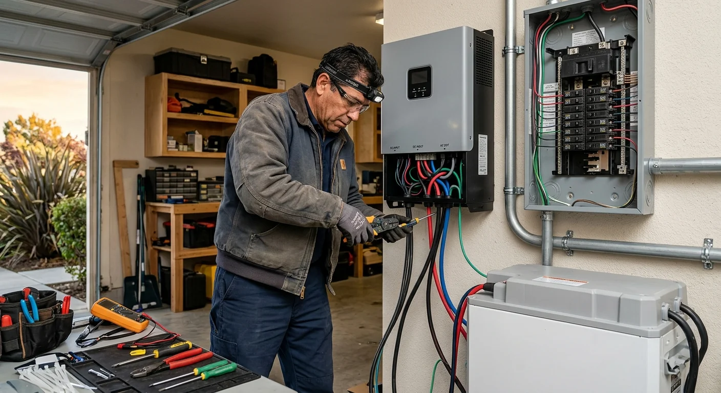 Hybrid inverter and battery system integrated beside an upgraded home electrical panel
