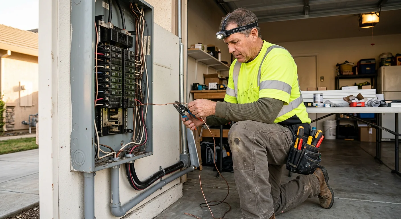 Before-context view of an older service panel prepared for battery backup integration