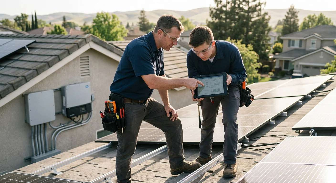 Monitoring readout confirming production data after inverter commissioning