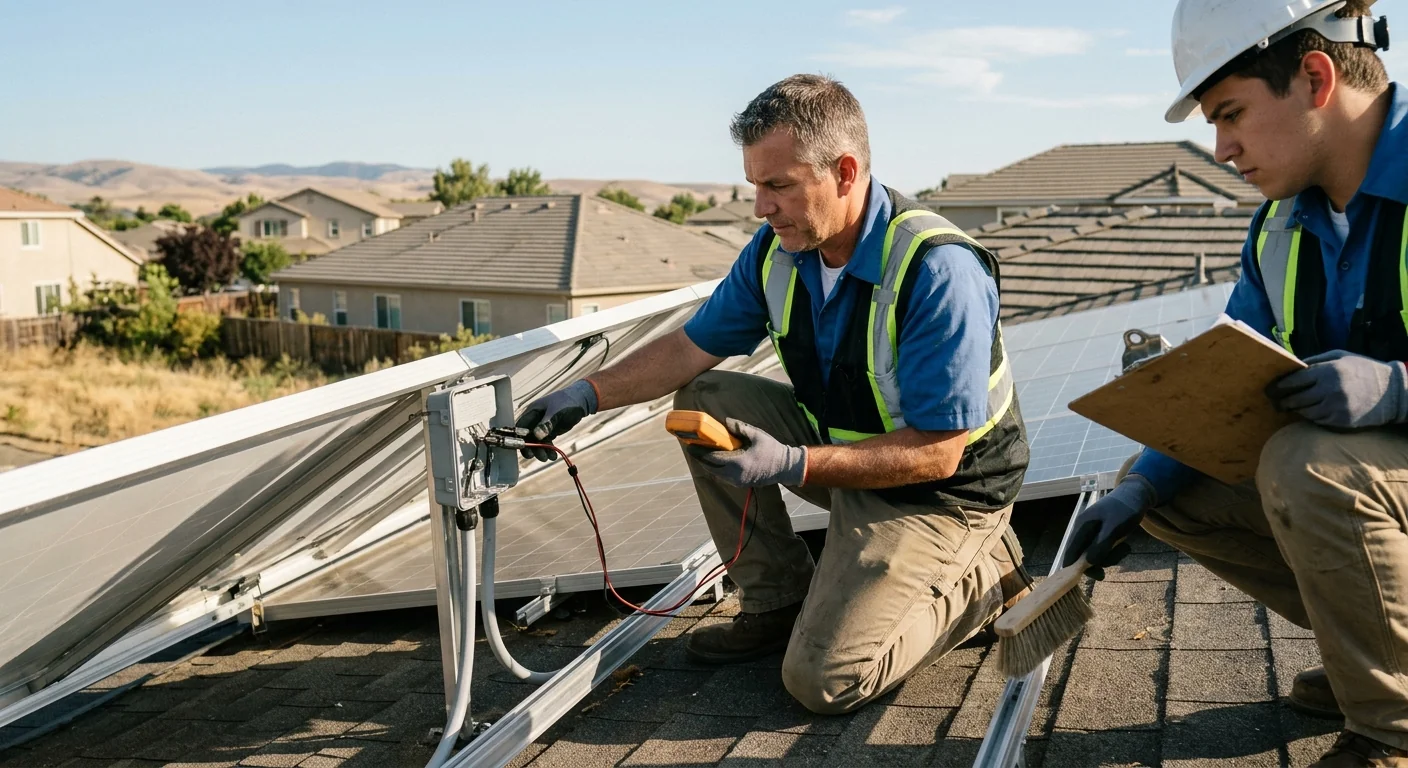Solar crew reviewing an installation schedule for a Tracy home project