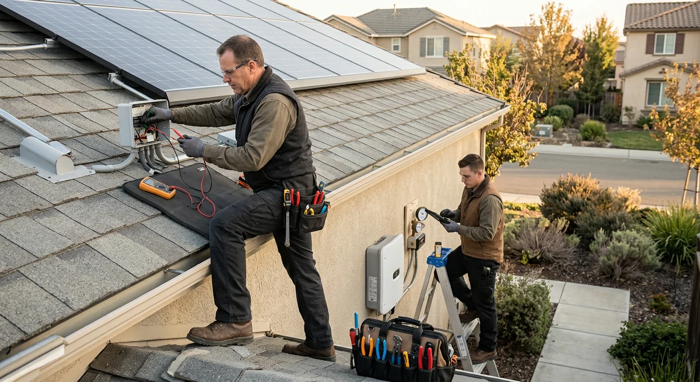 Commissioning tests on a newly installed residential solar system in Tracy